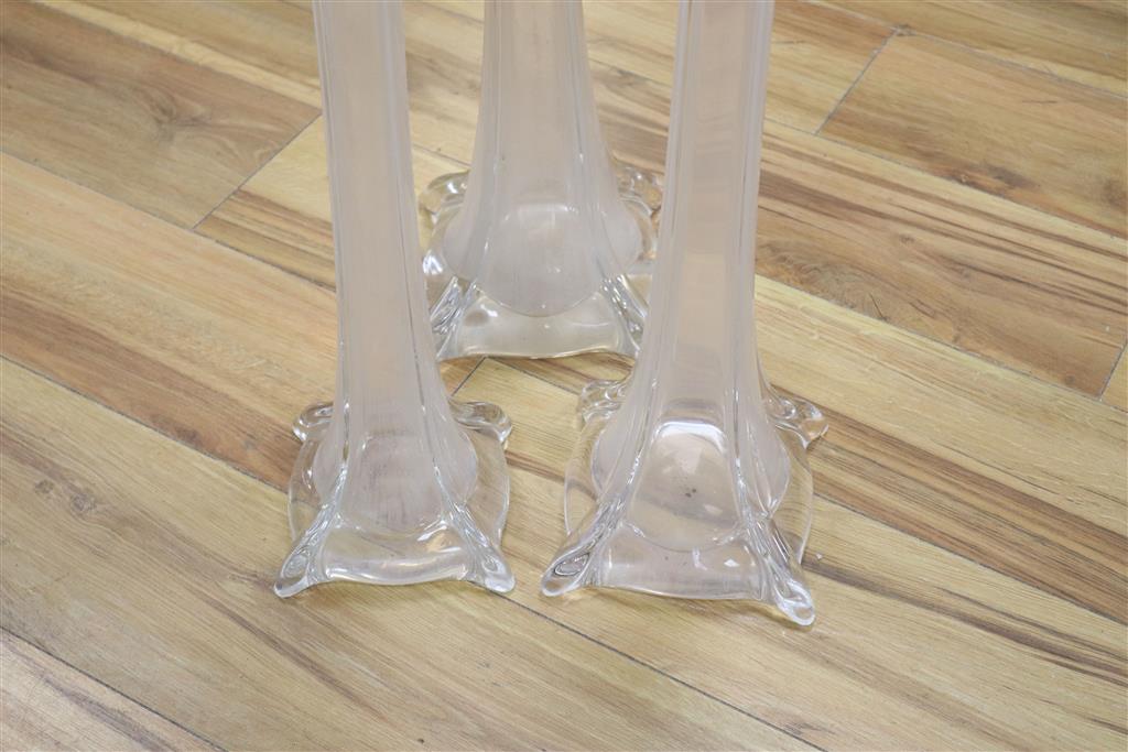 A tall waisted hand-blown glass vase by Industria Vetraria Valdarnese (IVV), Italy and two similar vases, tallest approx H 99cm